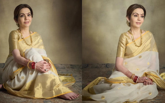 Nita Ambani Shines in Traditional Kasavu Saree on Guru Purnima