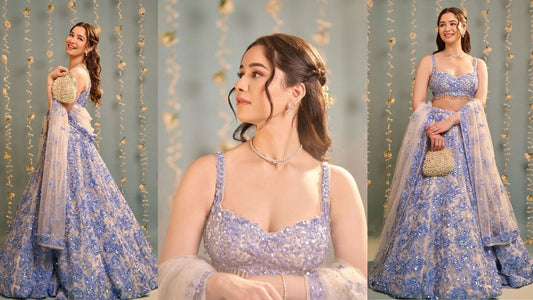 Sara Tendulkar's Powder Blue and Ivory Floral Lehenga Radhika Merchant's Wedding