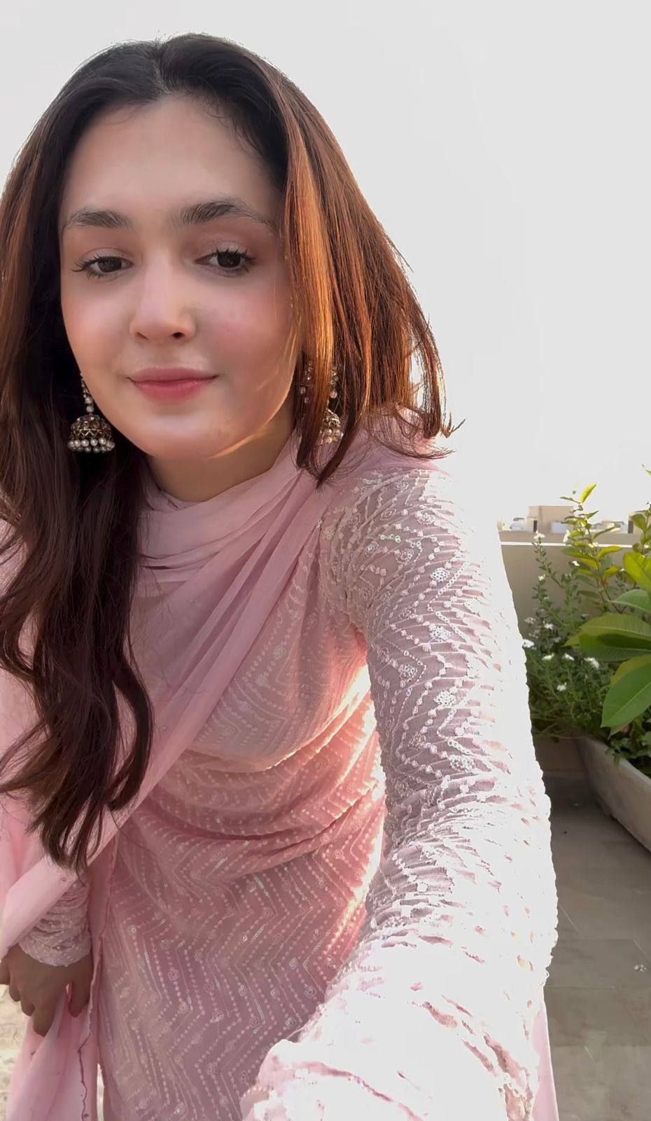 Baby pink georgette churidar stylish girlish salwar suit