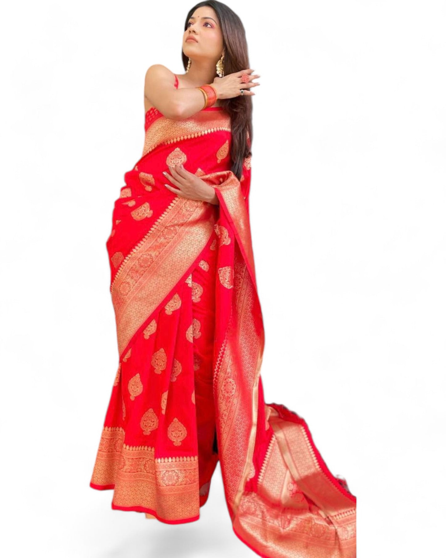 Beautiful soft lichi silk rich pallu jacquard work wedding saree