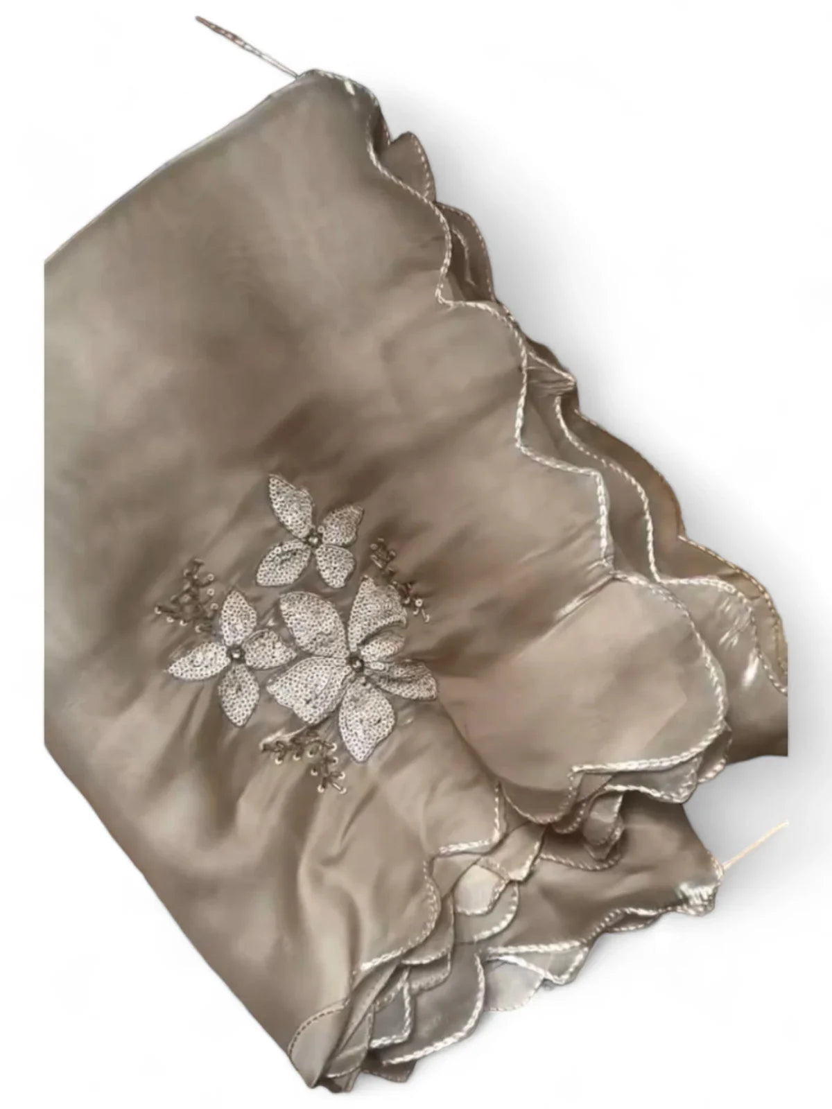 Beige jimmy choo designer ceremonial saree