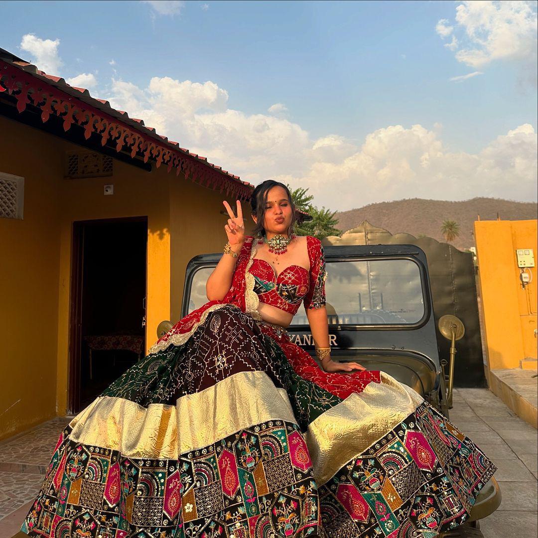 Black cotton navratri lehenga gujarati garba chaniya choli