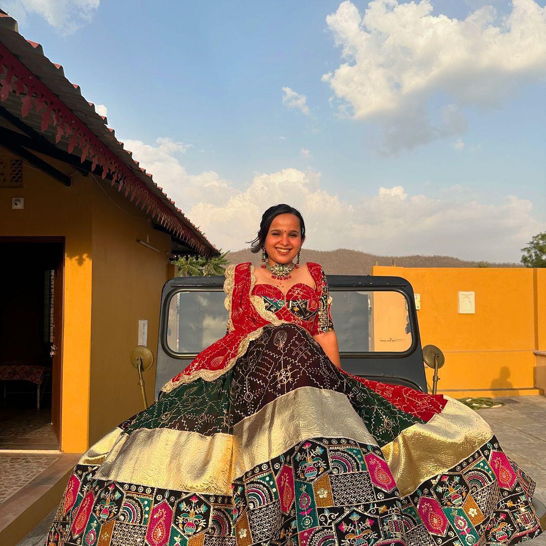Black cotton navratri lehenga gujarati garba chaniya choli