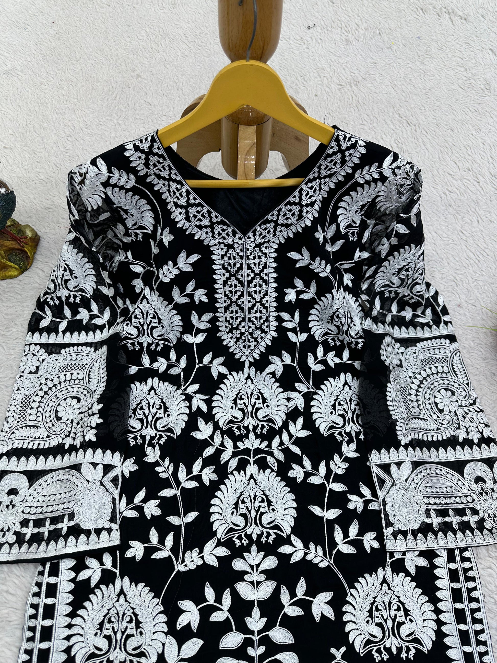 Black georgette heavy work designer salwar suit