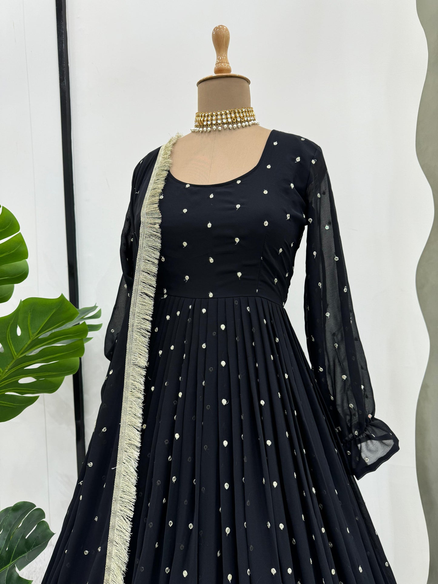Black georgette party wear designer anarkali suit