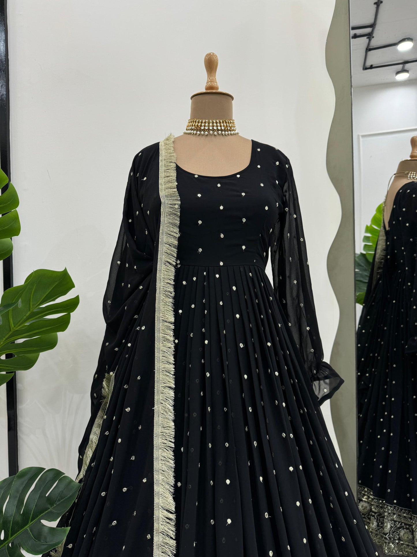 Black georgette party wear designer anarkali suit