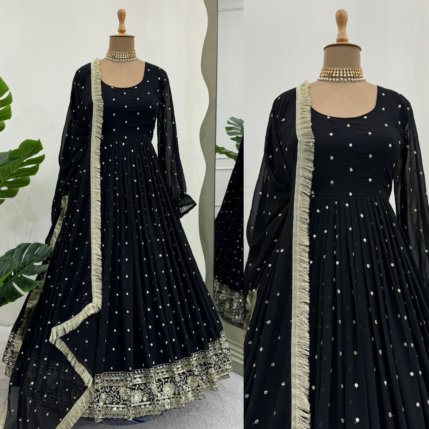 Black georgette party wear designer anarkali suit