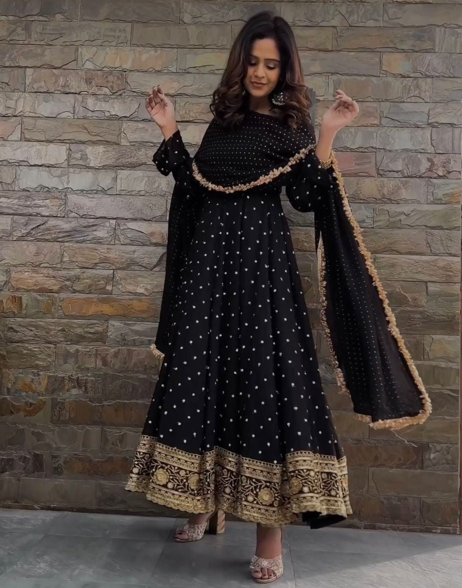 Black georgette party wear designer anarkali suit