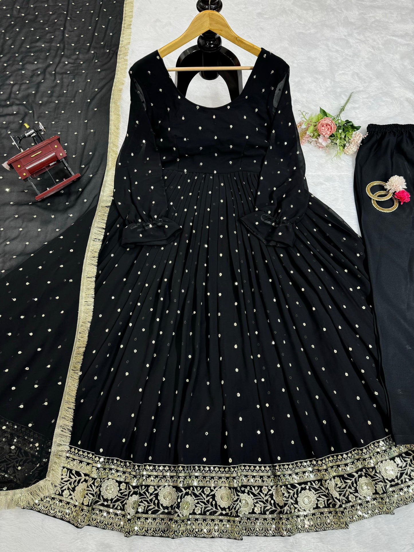 Black georgette party wear designer anarkali suit