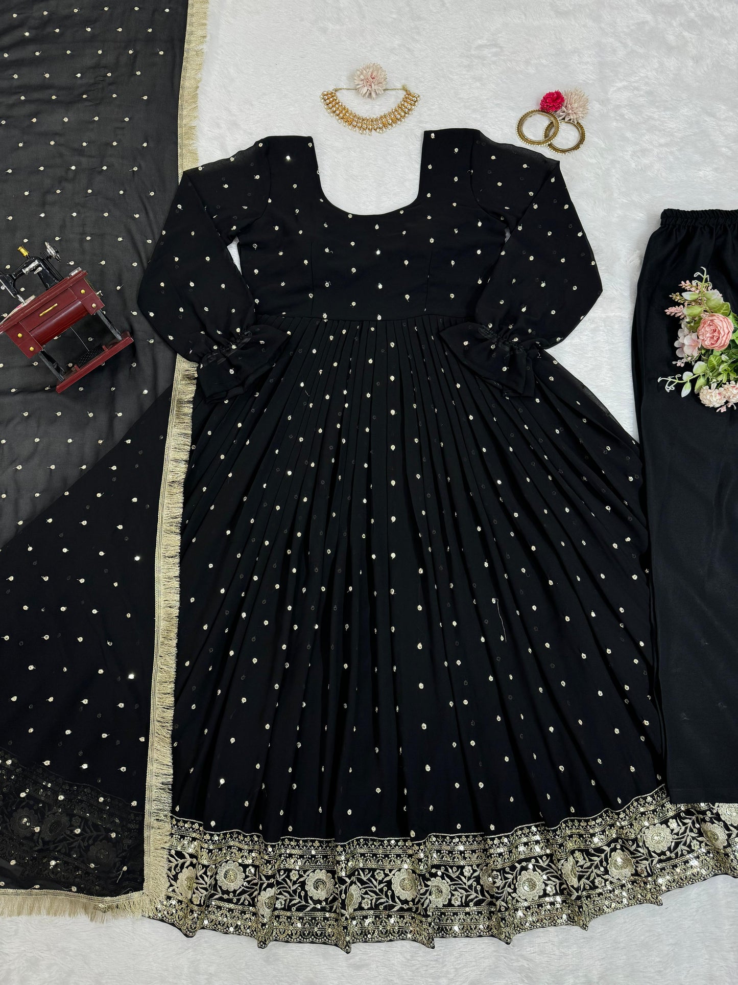 Black georgette party wear designer anarkali suit