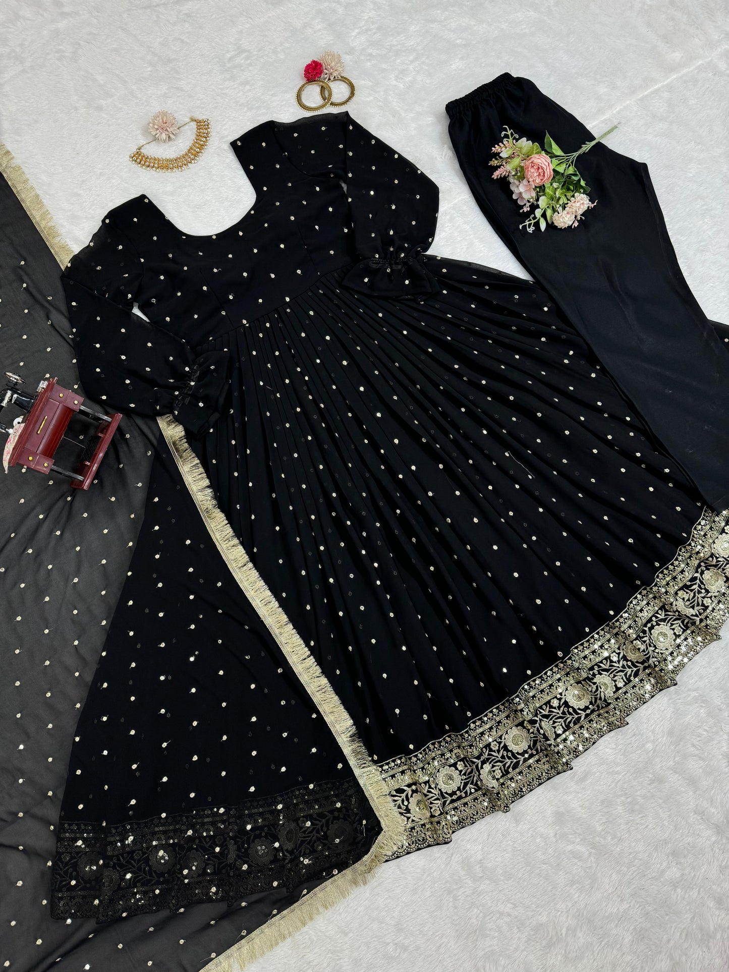 Black georgette party wear designer anarkali suit