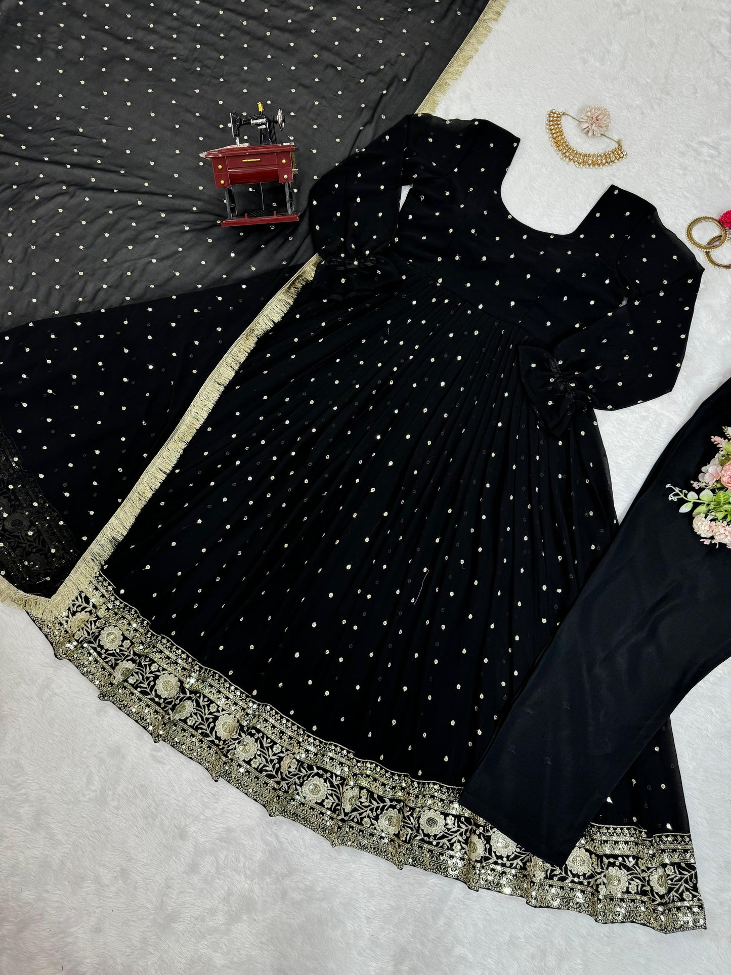 Black georgette party wear designer anarkali suit