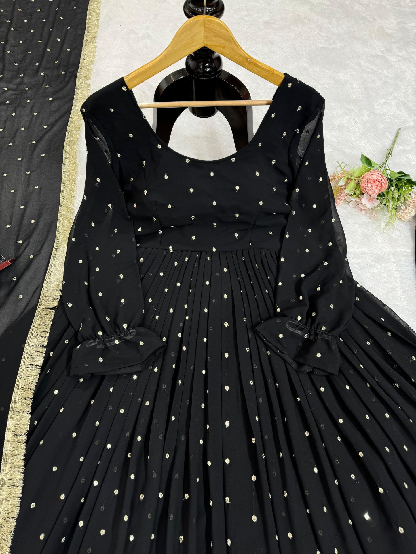 Black georgette party wear designer anarkali suit