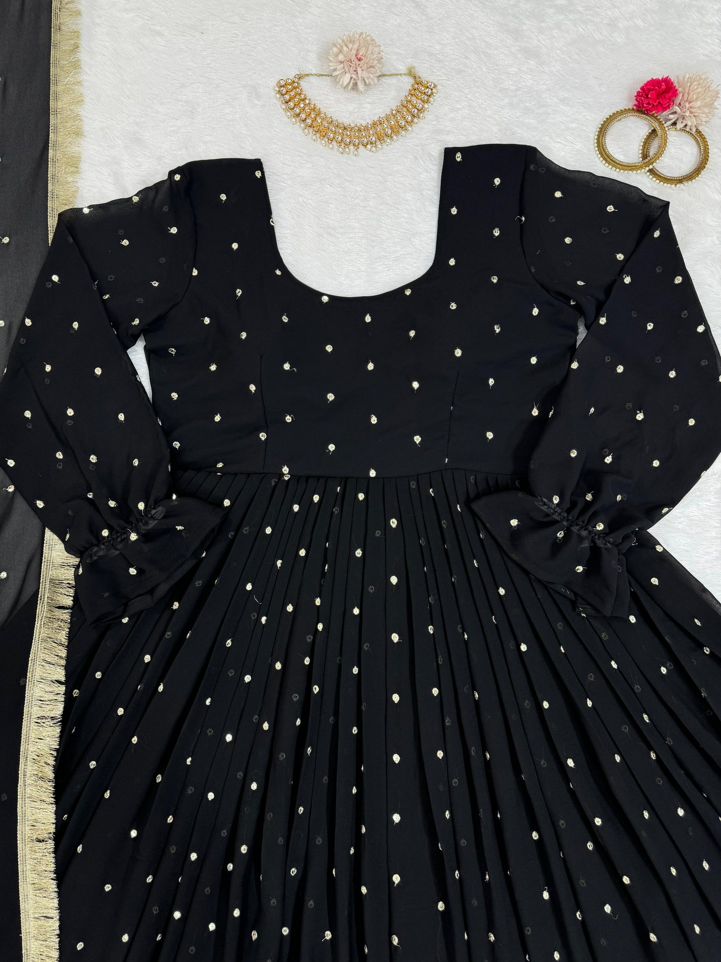 Black georgette party wear designer anarkali suit