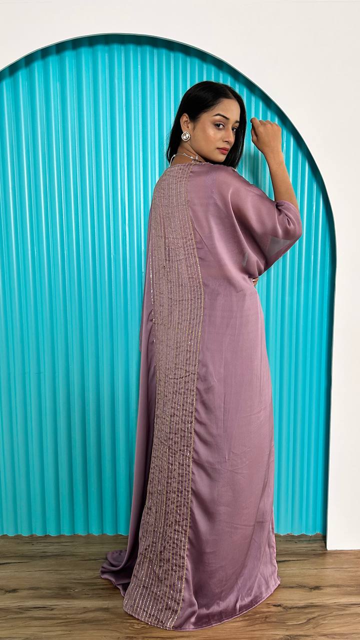 Dusty rose designer indowestern dhoti suit with koti shrug