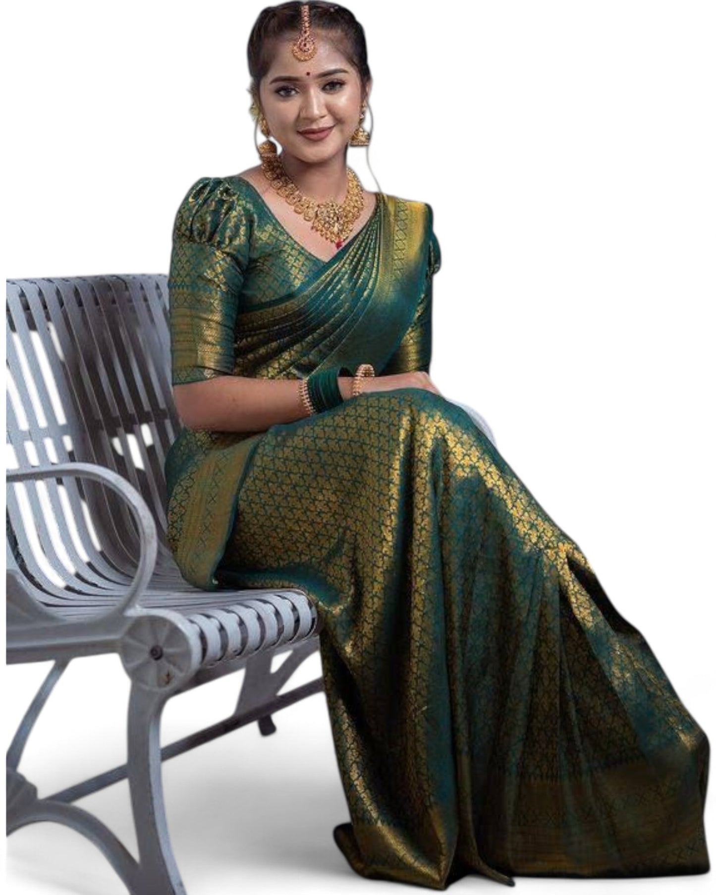 Green Soft Lichi Silk Saree with Rich Pallu and Jacquard Work