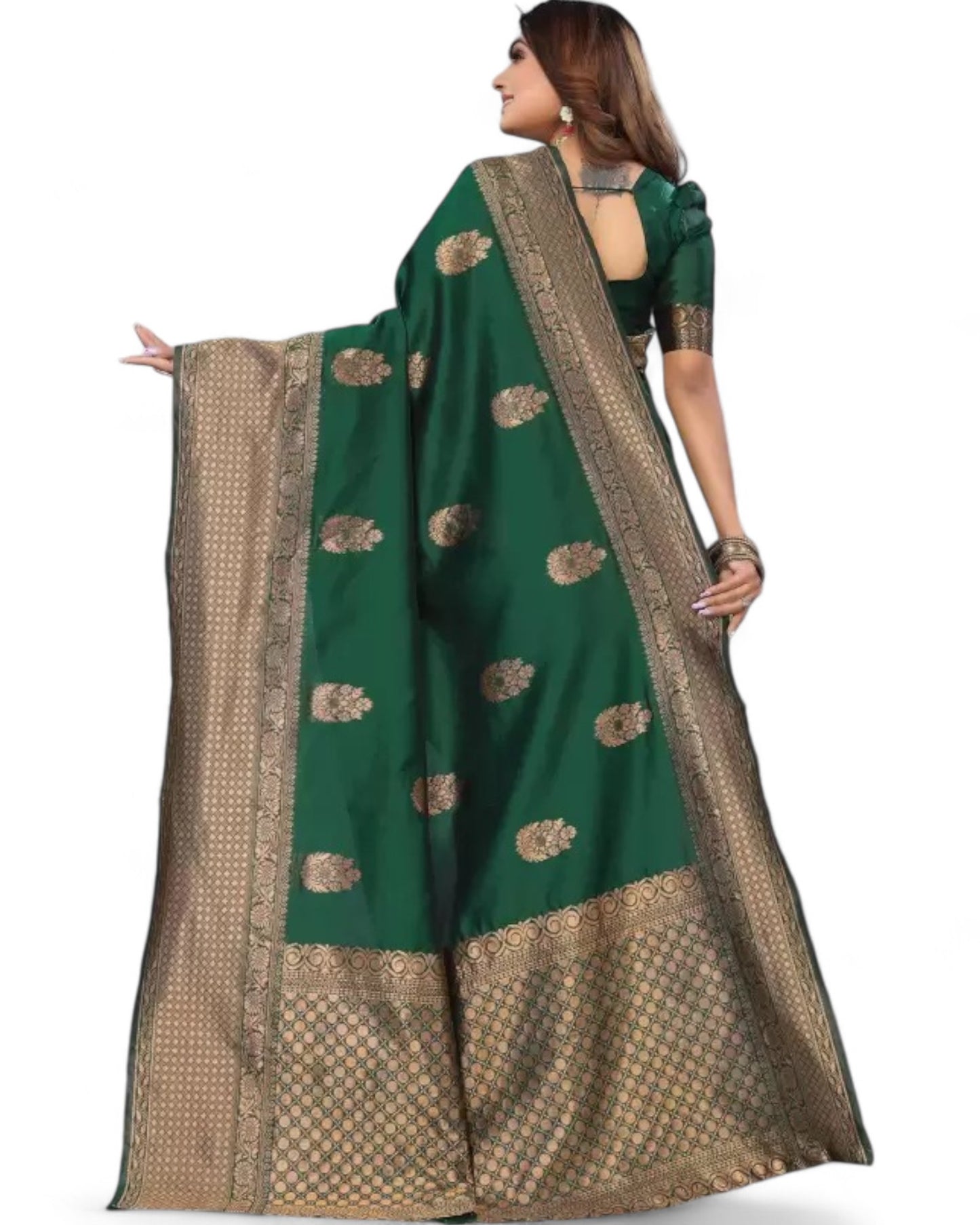 Green lichi silk rich pallu jacquard work wedding saree