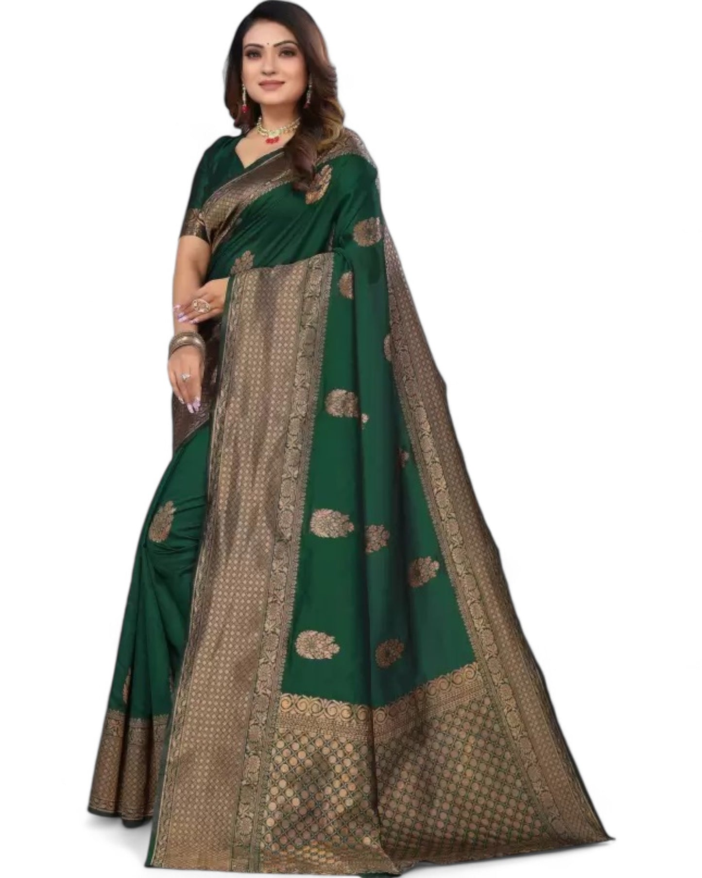 Green lichi silk rich pallu jacquard work wedding saree