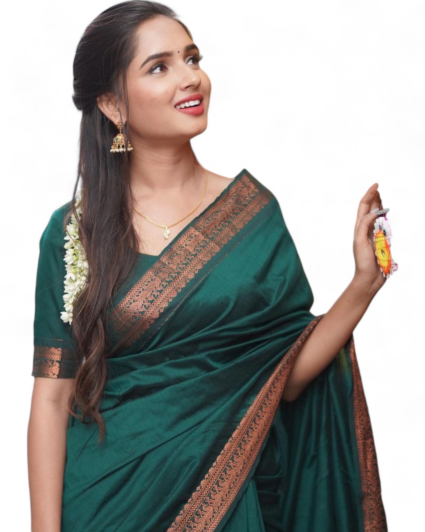 Green soft lichi silk rich pallu jacquard work wedding saree