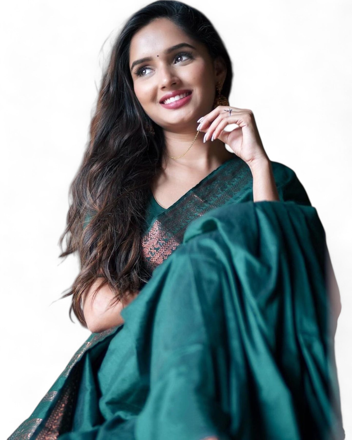 Green soft lichi silk rich pallu jacquard work wedding saree