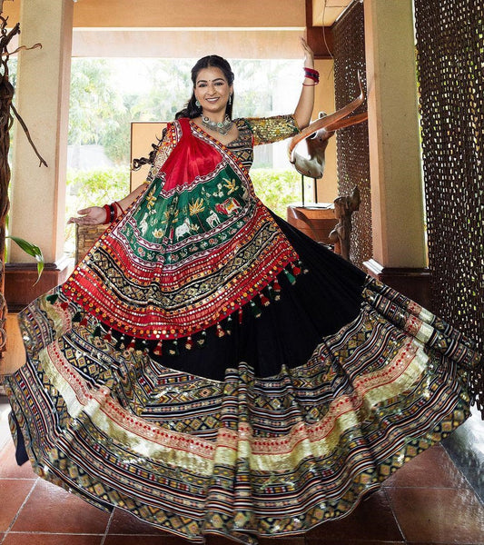 Black gujarati garba navratri lehenga ghagra chaniya choli
