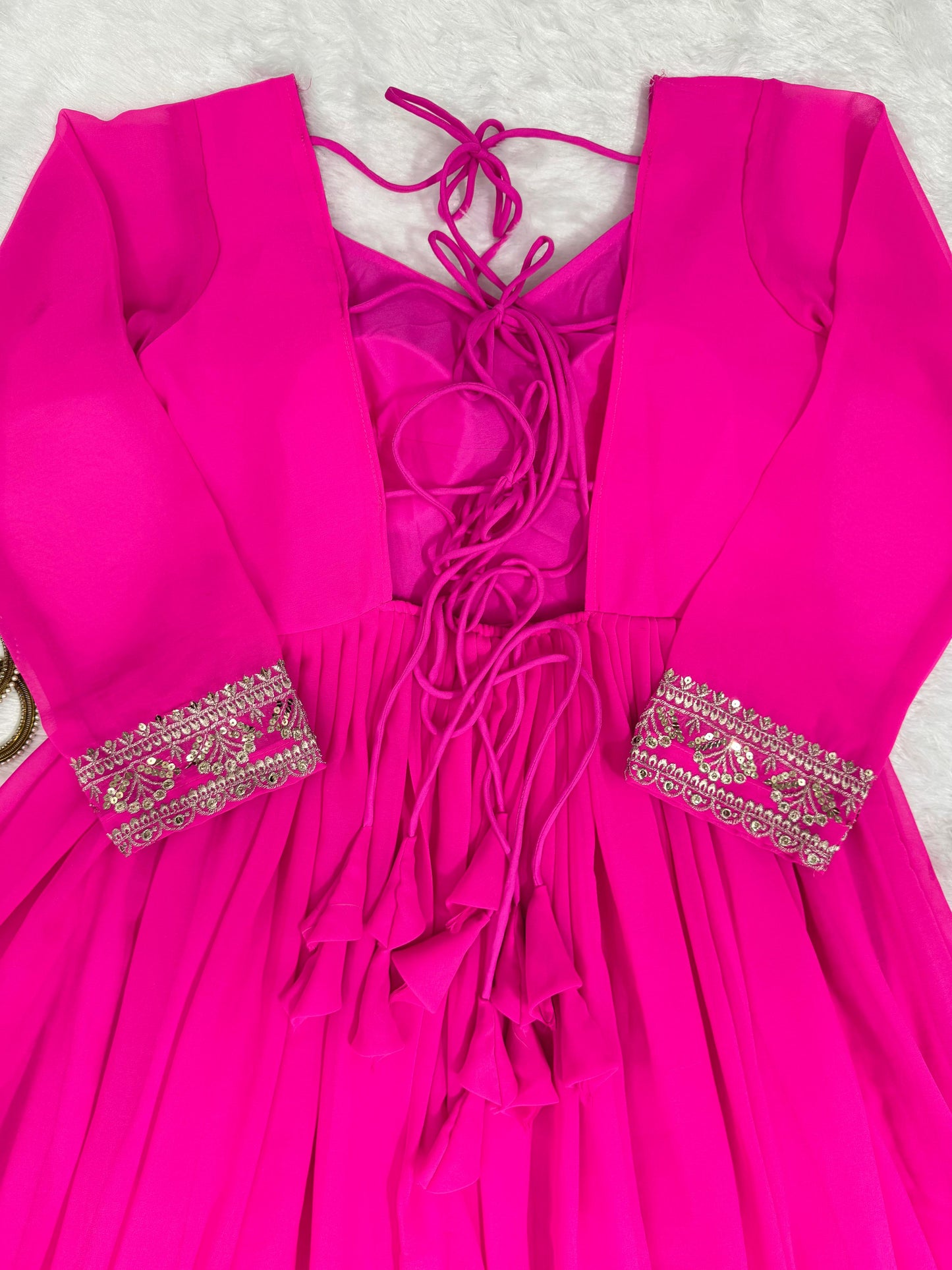 Pink georgette designer stylish long anarkali suit