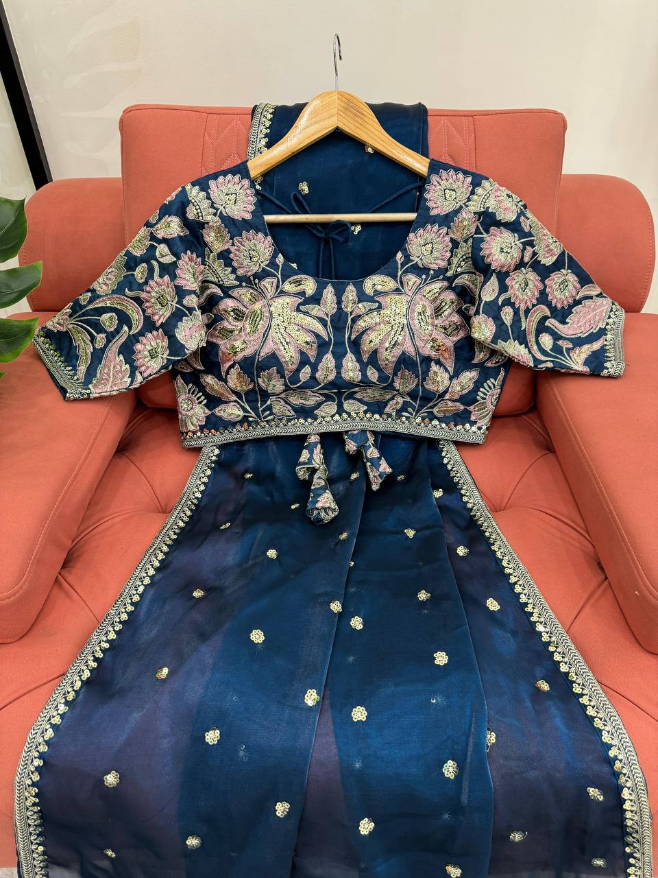 Jimmy Chu Fabric Saree with Thread & Sequin Work