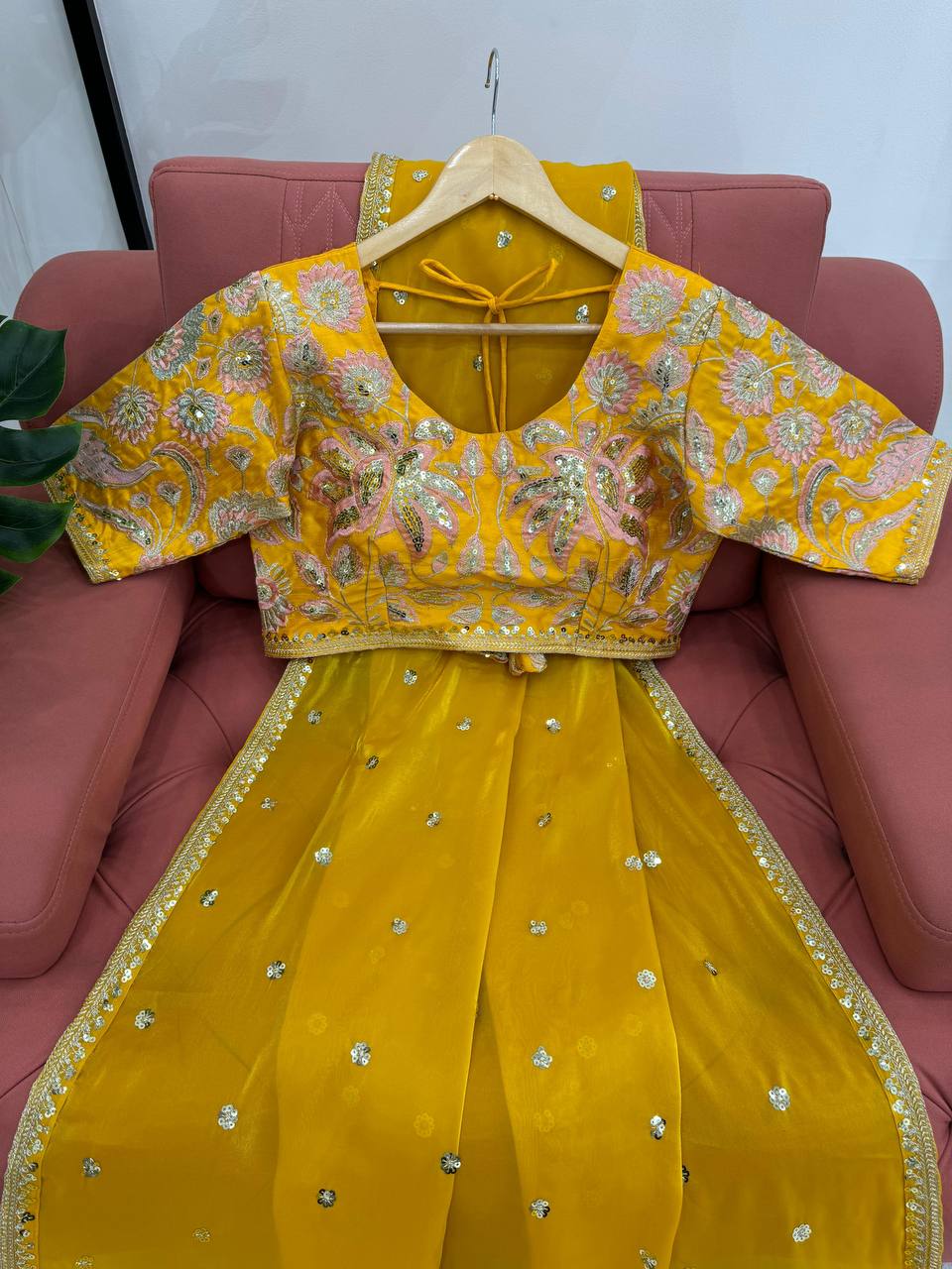 Jimmy Chu Fabric Saree with Thread & Sequin Work