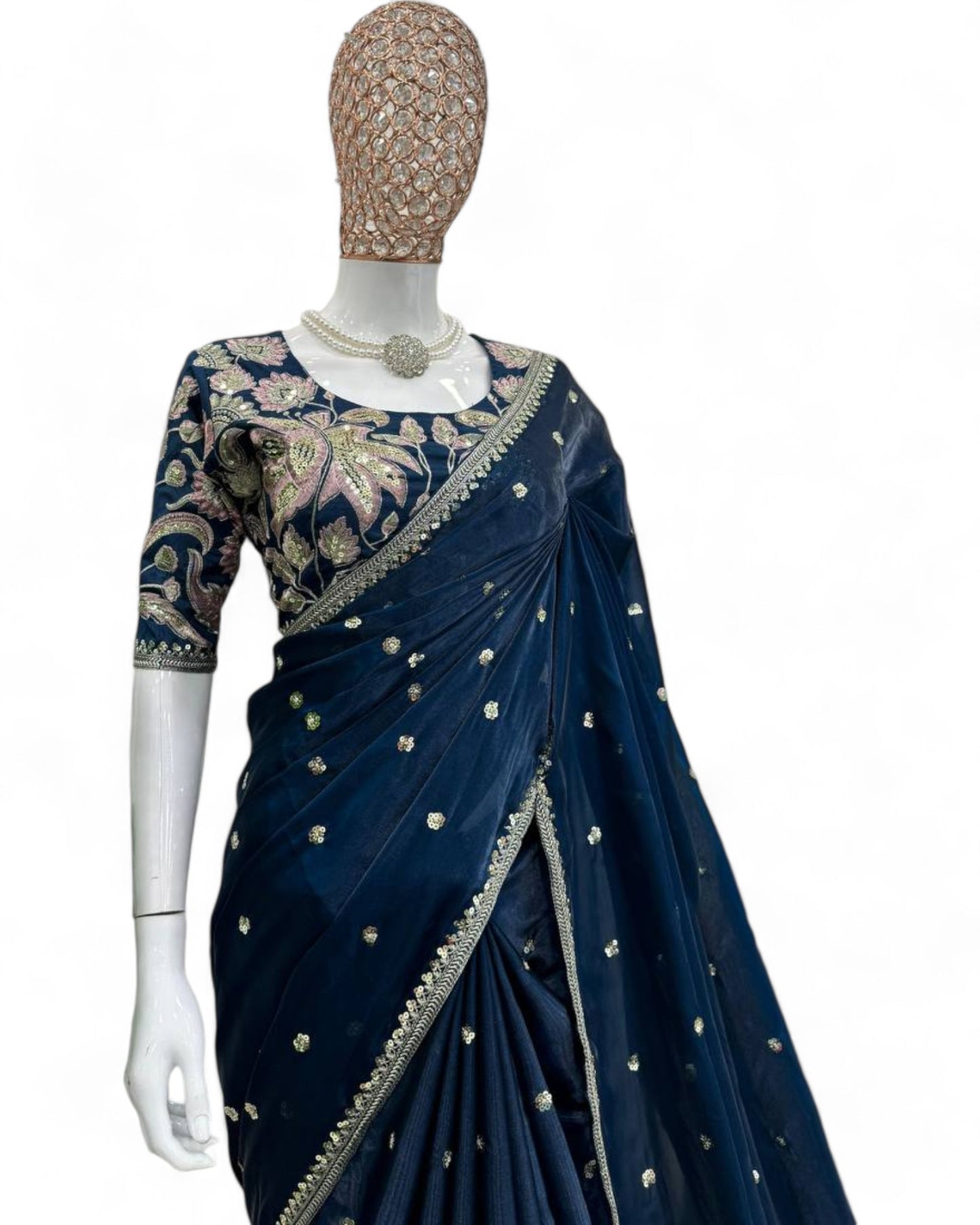 Jimmy Chu Fabric Saree with Thread & Sequin Work