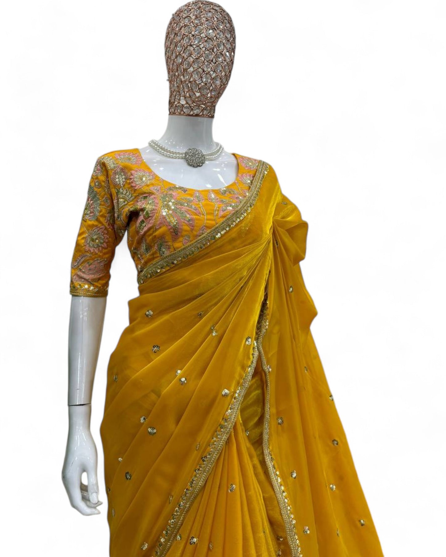 Jimmy Chu Fabric Saree with Thread & Sequin Work