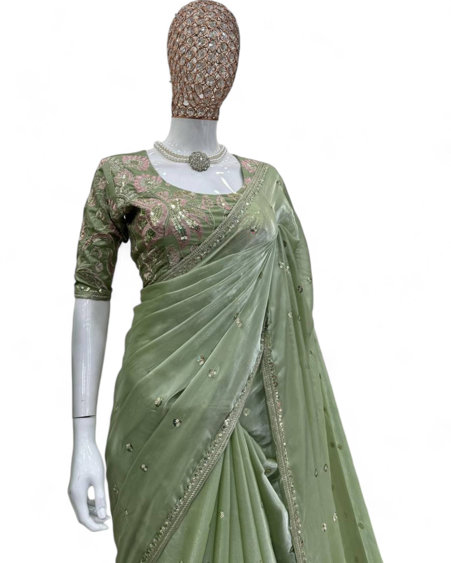 Jimmy Chu Fabric Saree with Thread & Sequin Work