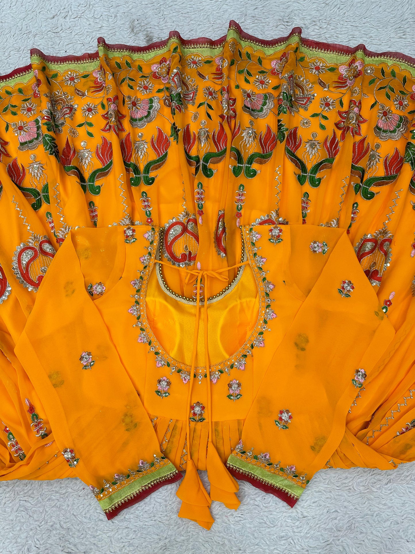 Yellow embroidered ceremonial anarkali suit