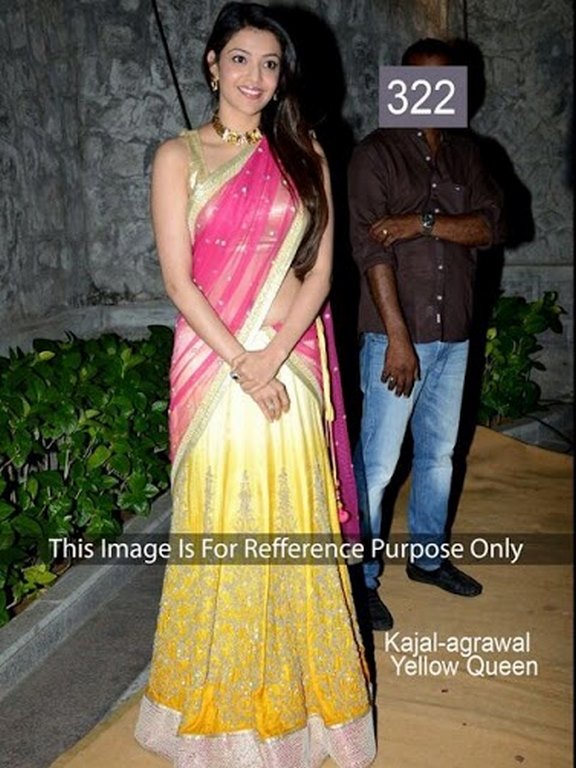 Kajal aggarwal Yellow Queen Saree
