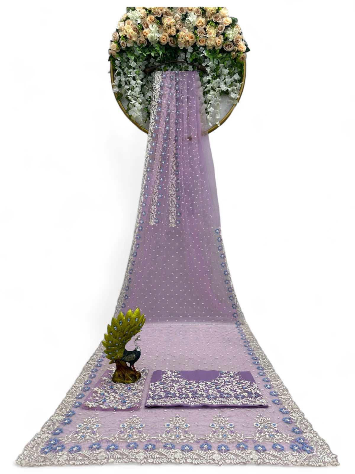 Lavender soft net designer ceremonial saree