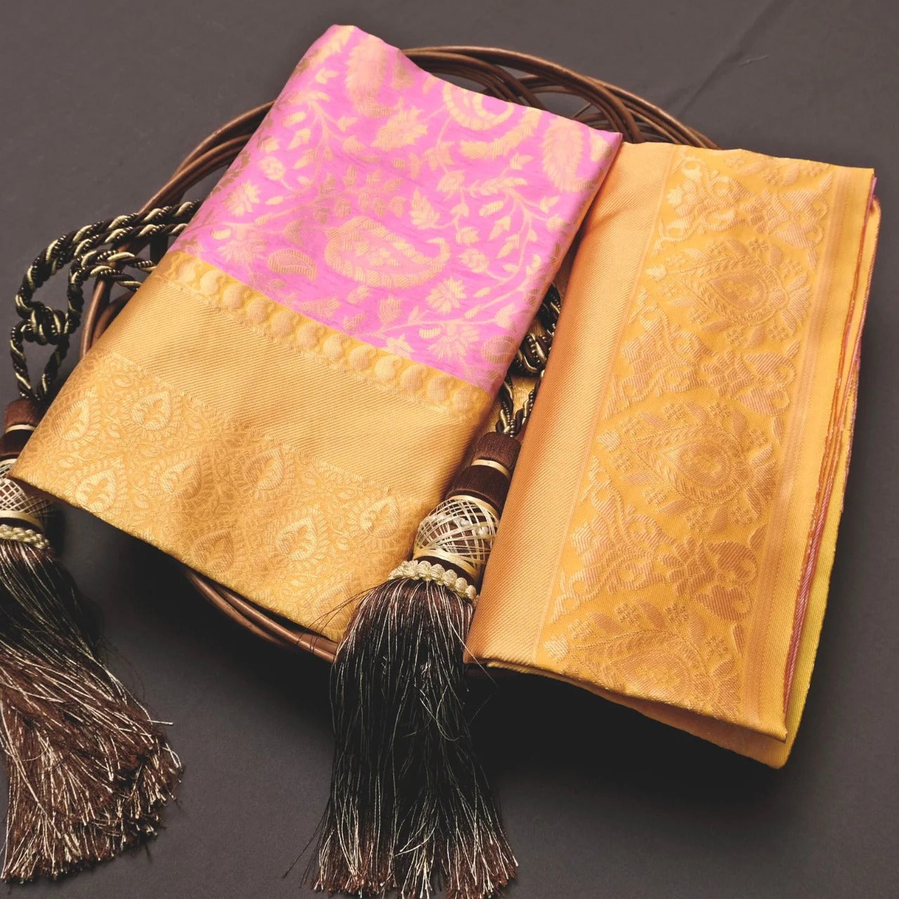 Lichi silk rich pallu jacquard work wedding saree
