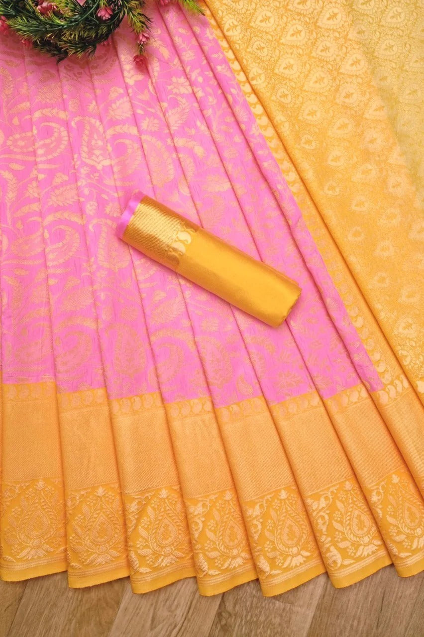Lichi silk rich pallu jacquard work wedding saree