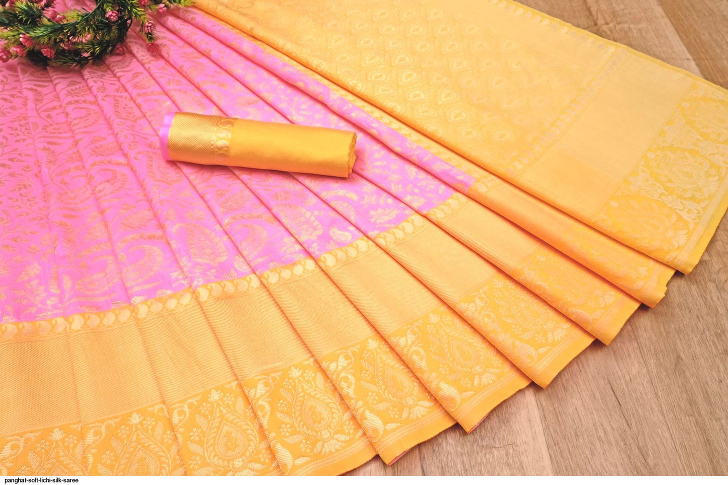 Lichi silk rich pallu jacquard work wedding saree