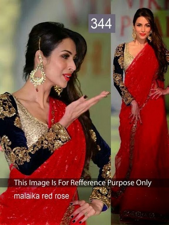 Malaika Red Rose Beautiful Saree