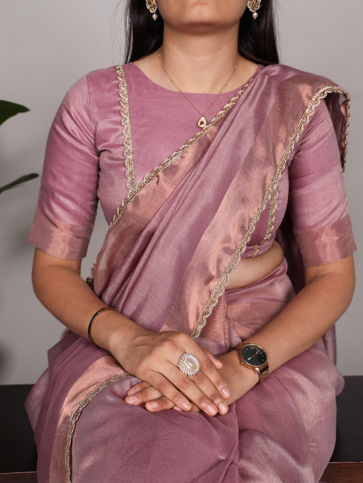 Mannat silk plain zari weaving work border stylish saree