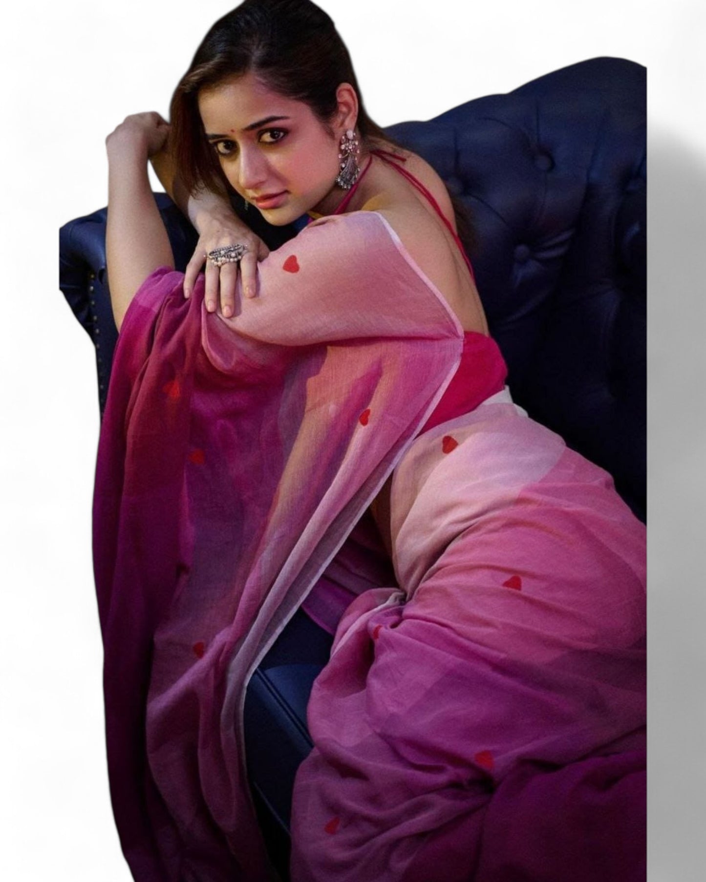 Multicolor Blend Printed Linen Cotton Daily Wear Stylish Saree