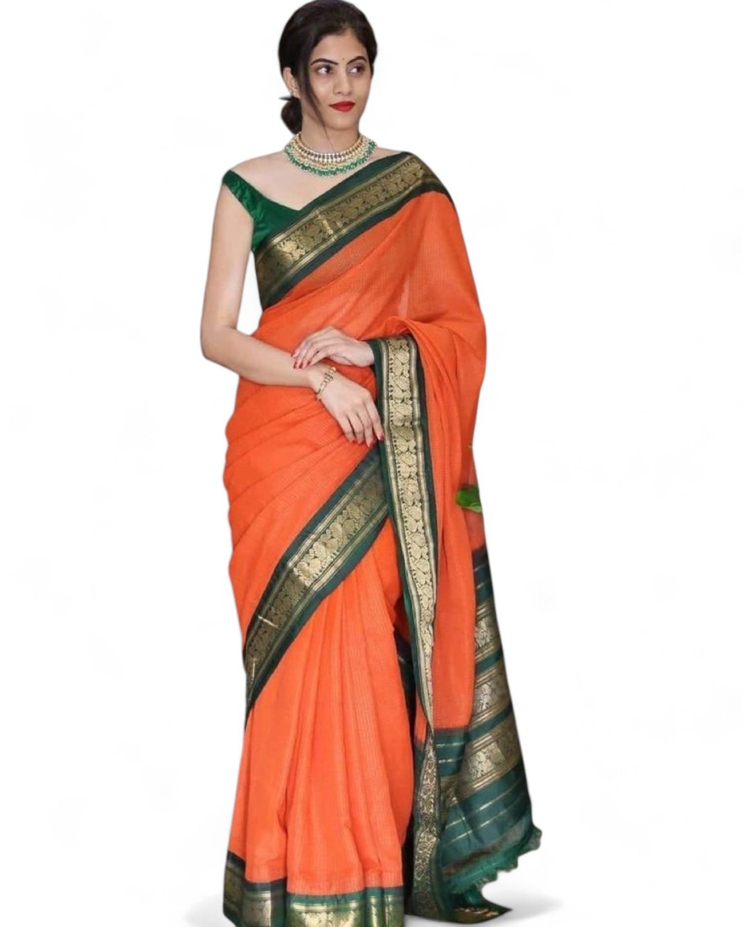 Orange Soft Lichi Silk Rich Pallu Jacquard Work Saree