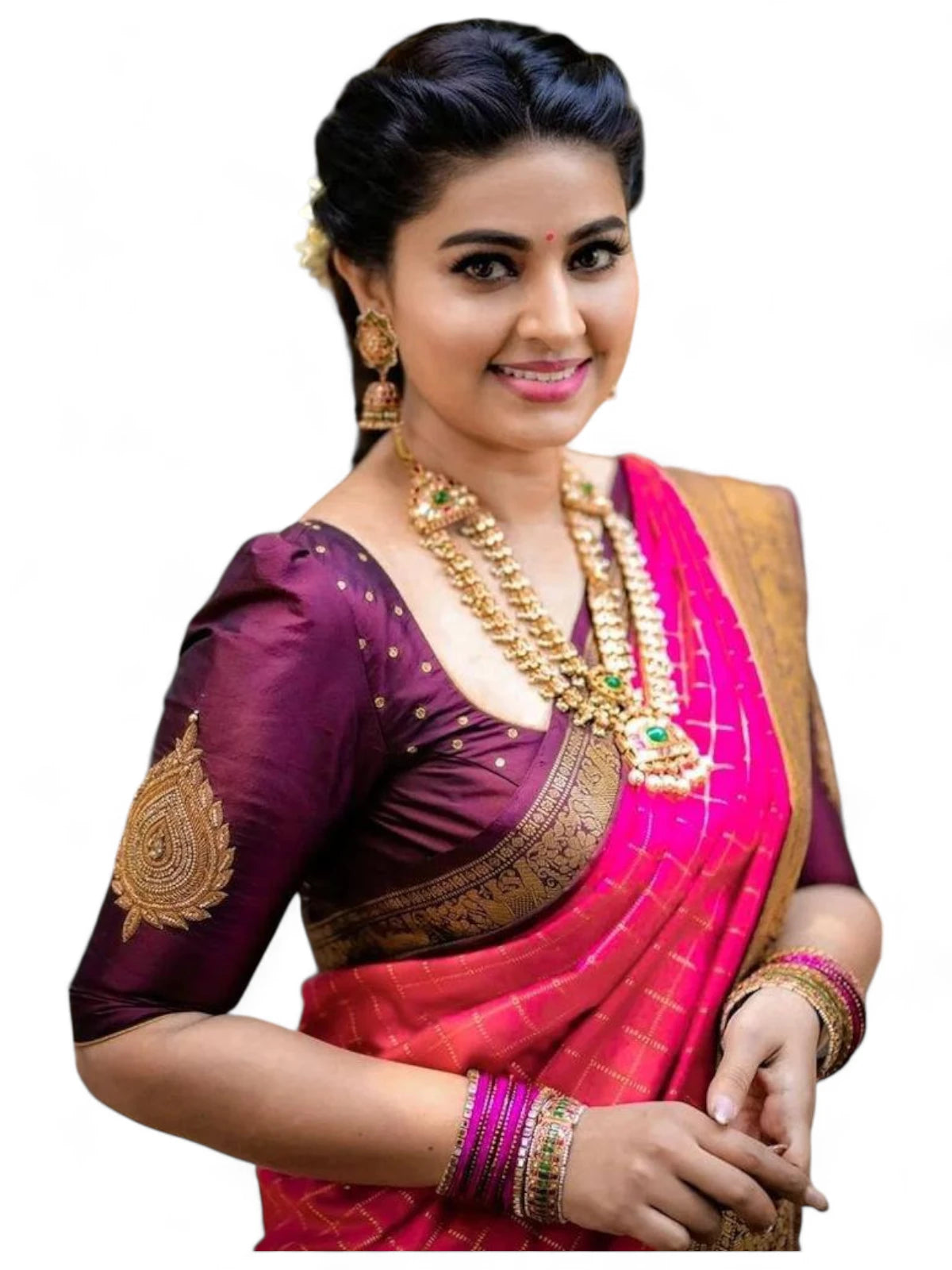 Pink lichi silk rich pallu jacquard wedding saree