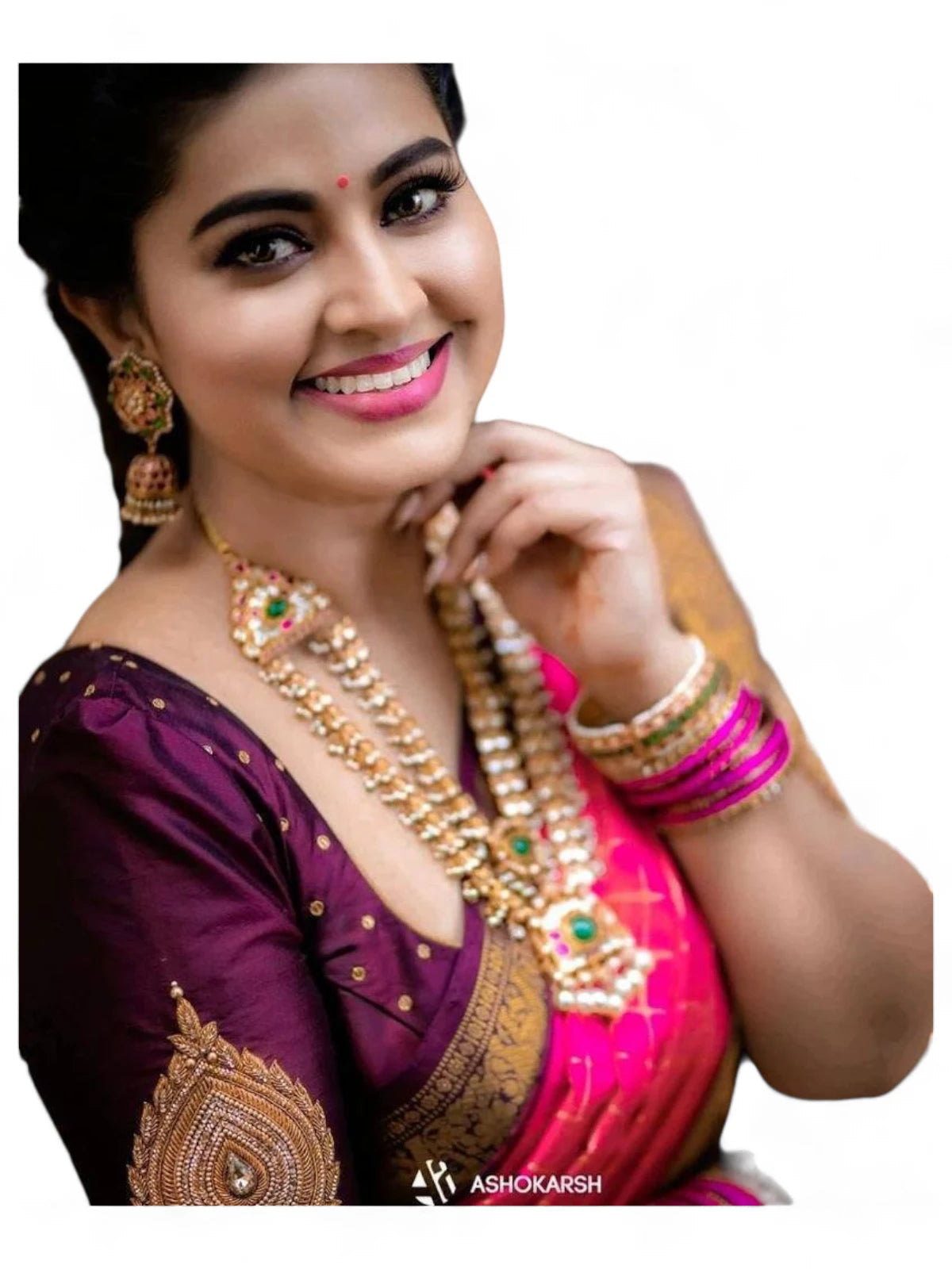 Pink lichi silk rich pallu jacquard wedding saree