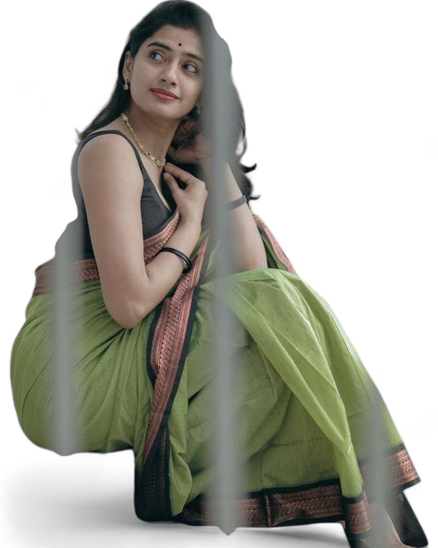 Pista green lichi silk rich pallu jacquard work saree