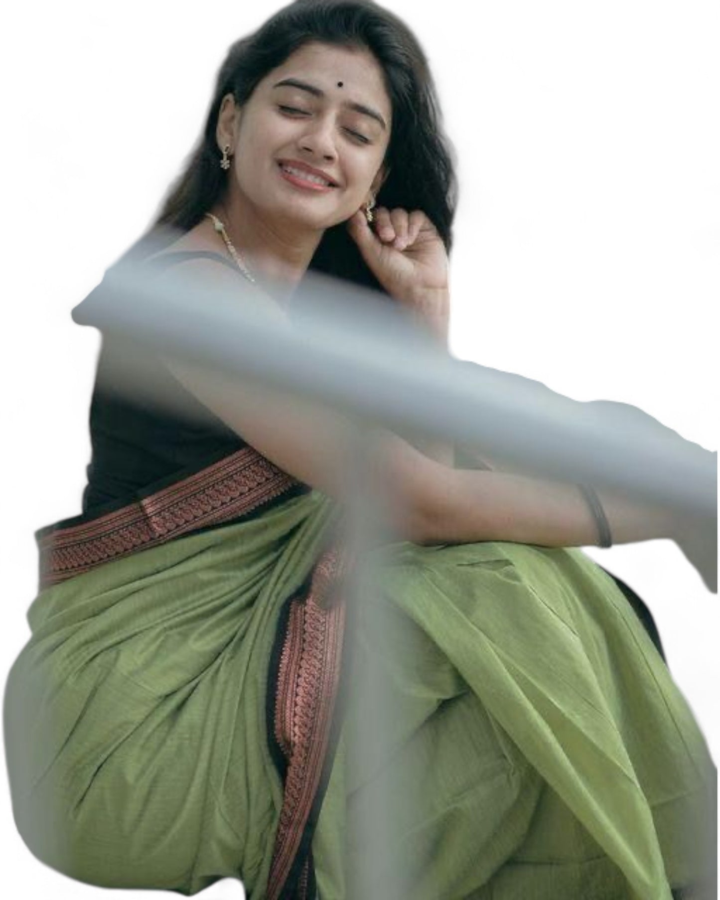 Pista green lichi silk rich pallu jacquard work saree
