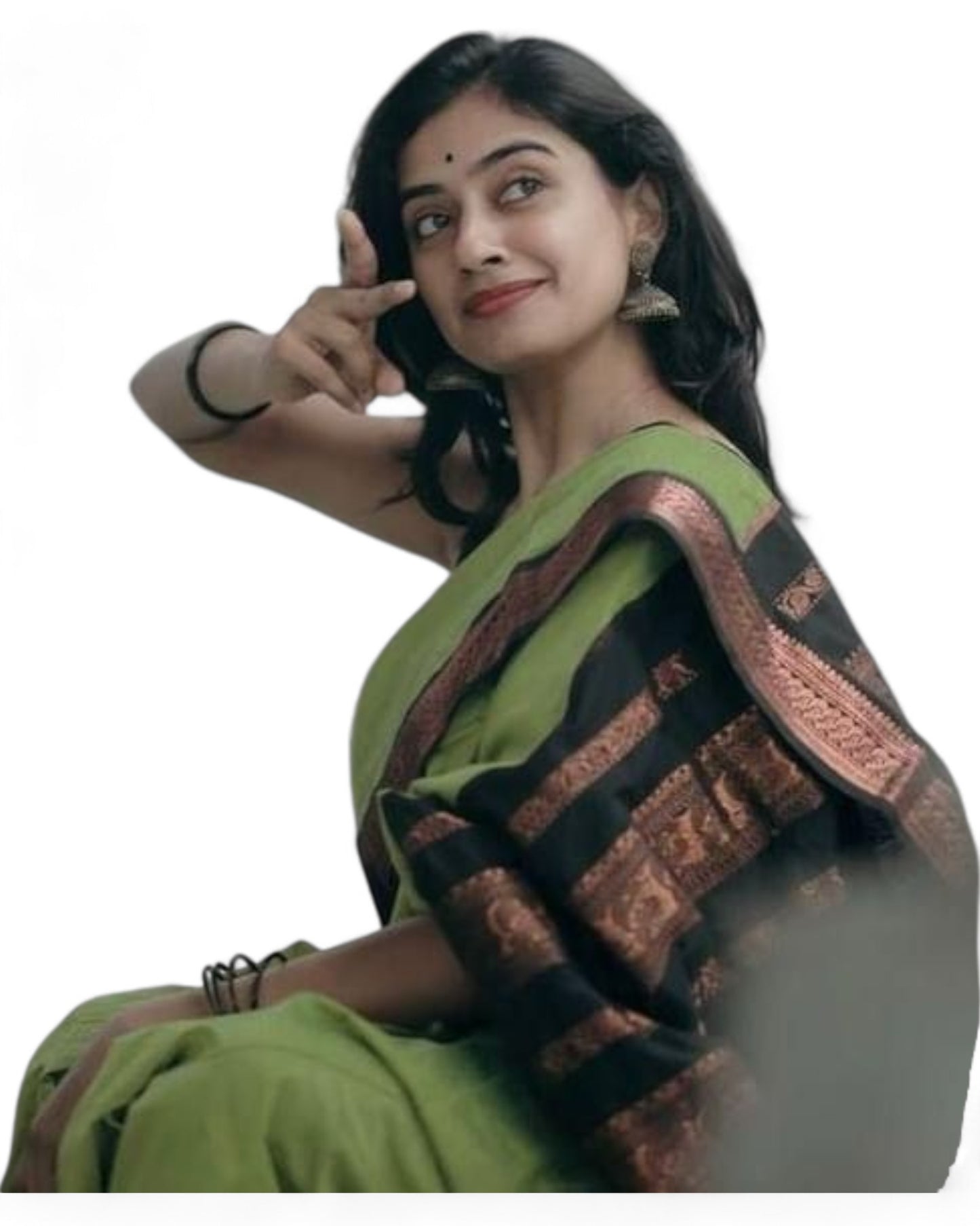 Pista green lichi silk rich pallu jacquard work saree