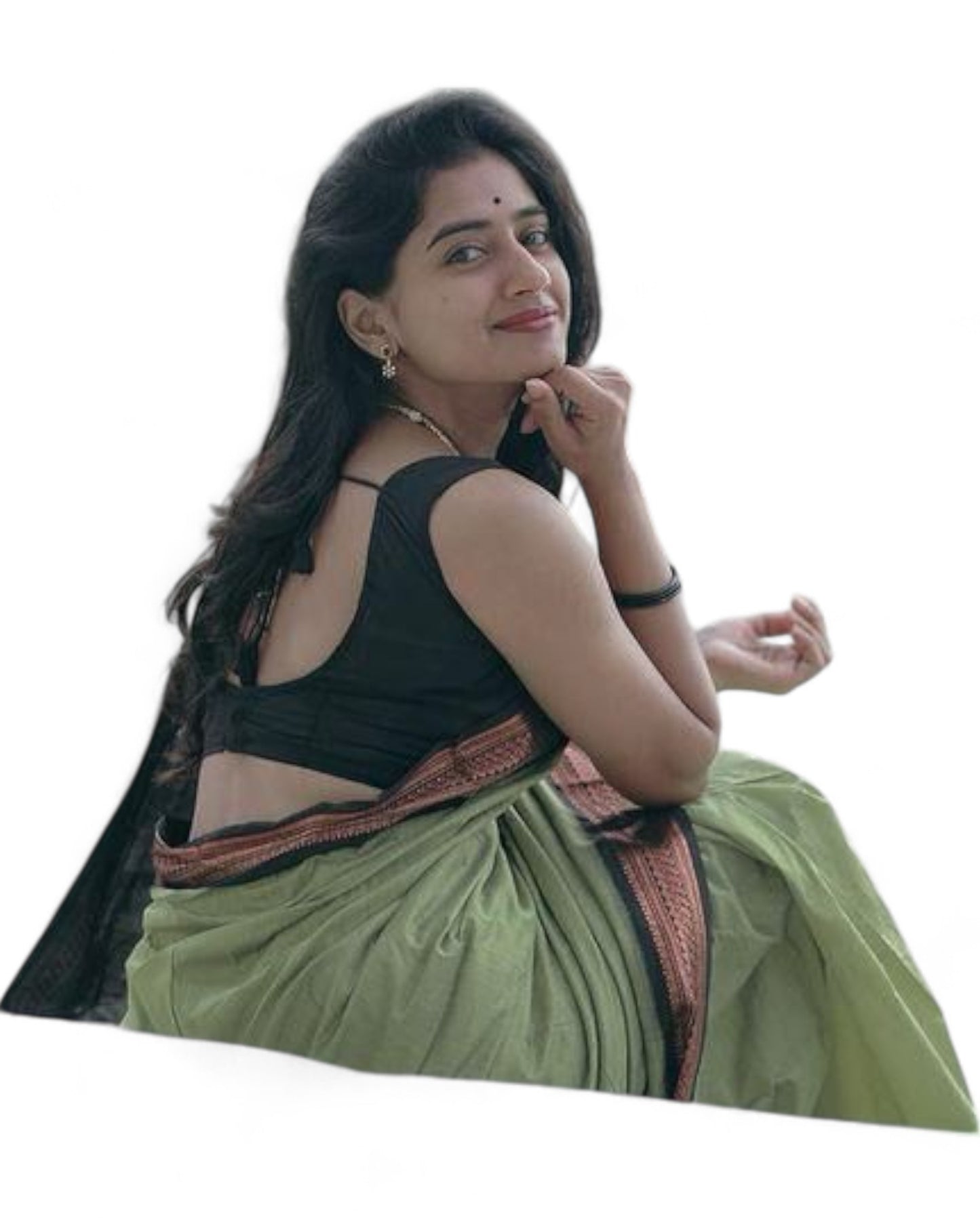 Pista green lichi silk rich pallu jacquard work saree
