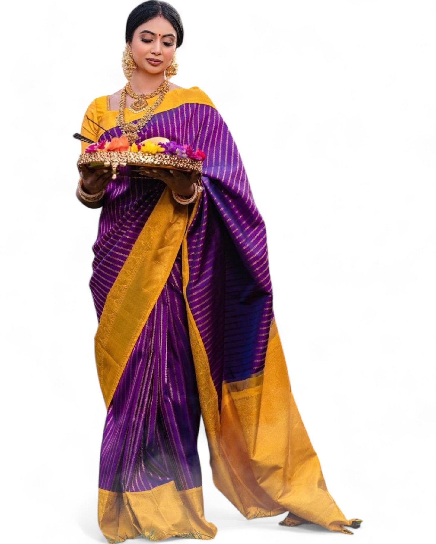 Purple Banarasi Soft Lichi Silk Saree with Rich Pallu and Jacquard Work