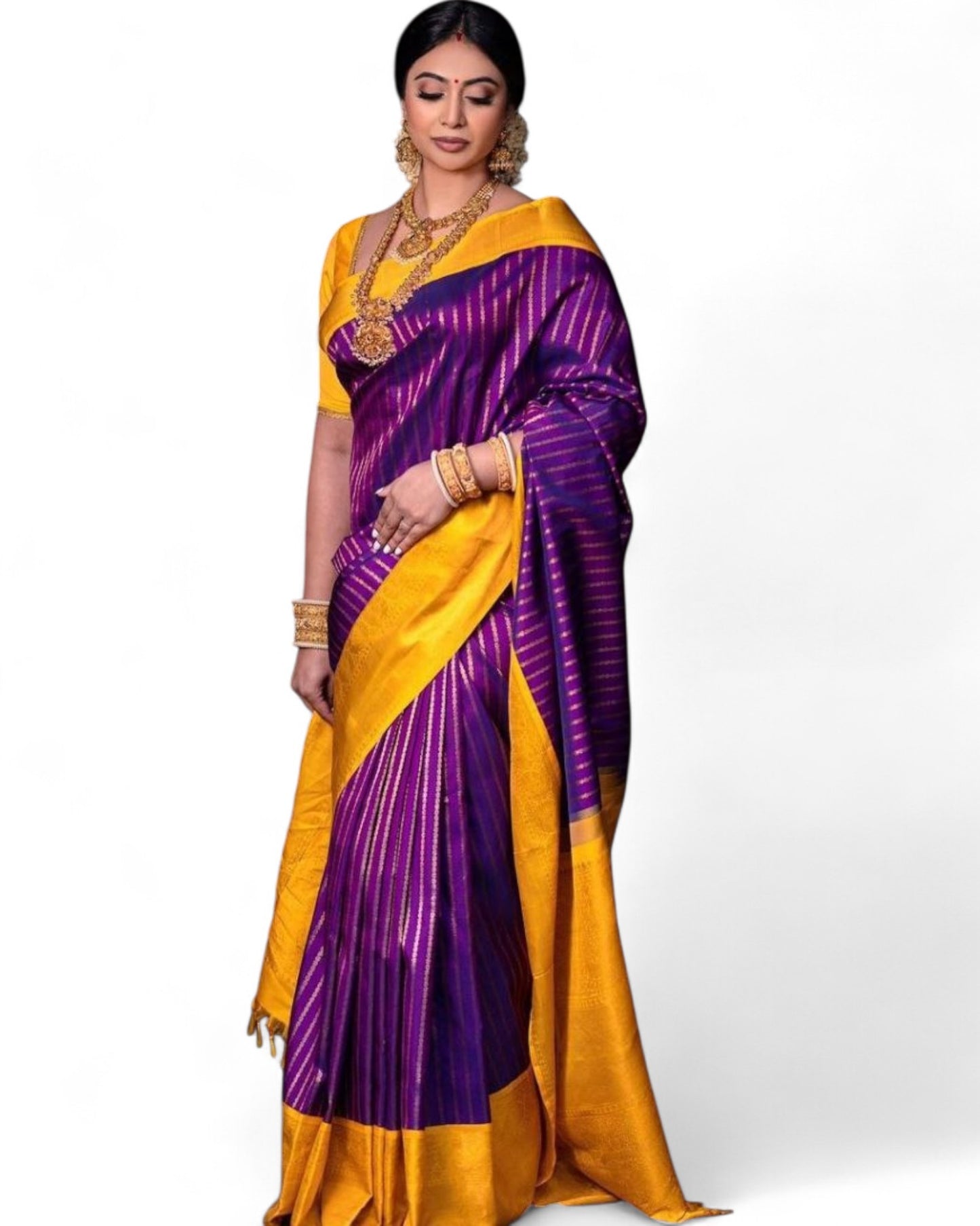 Purple Banarasi Soft Lichi Silk Saree with Rich Pallu and Jacquard Work