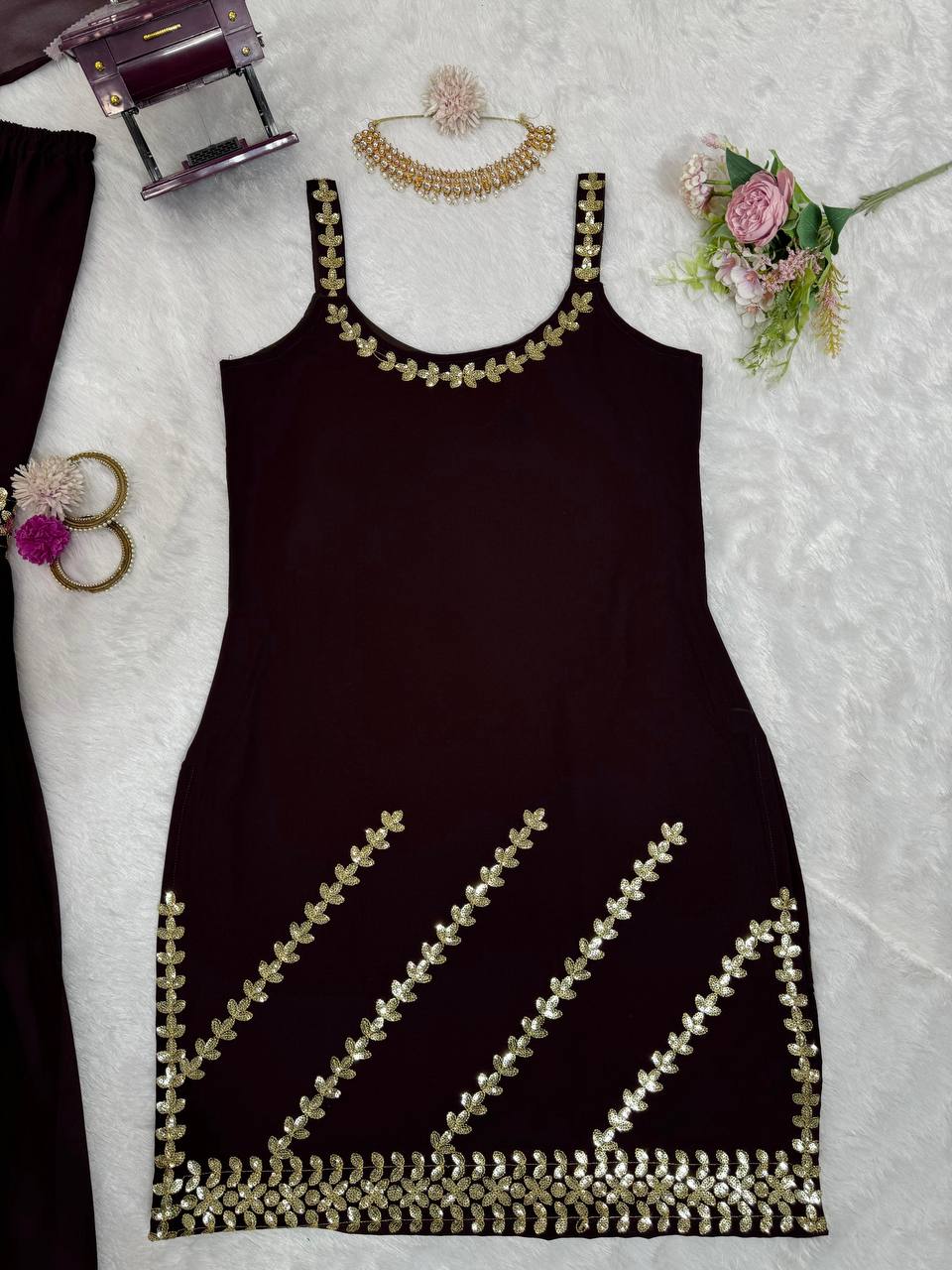 Stylish designer georgette embroidered sharara suit